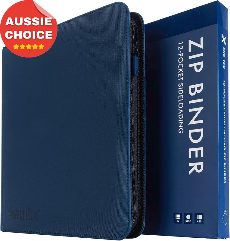 12 Pocket Zip Binder Blue Exo-Tec 480 Cards 20 Side-Loading Pages Storage