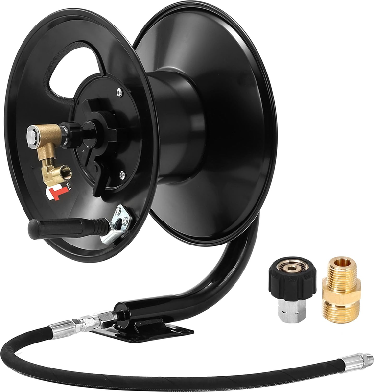 Pressure Washer Hose Reel, 100 FT Heavy Duty Steel Hose Reel for Power Washer