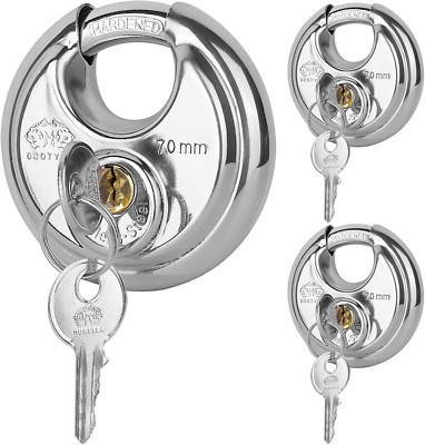 Candado de llave idéntica Discus, 2-3/4 pulgadas de ancho, acero inoxidable resi