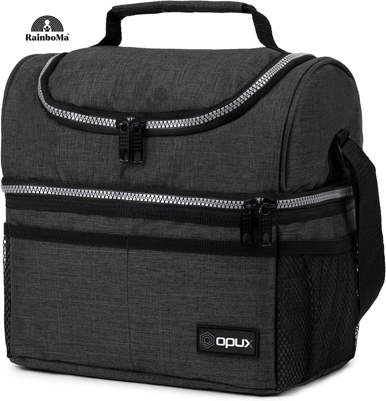 OPUX Lunch Box for Men Women, Insulated Large Lunch Bag Adult Work, Double Decke