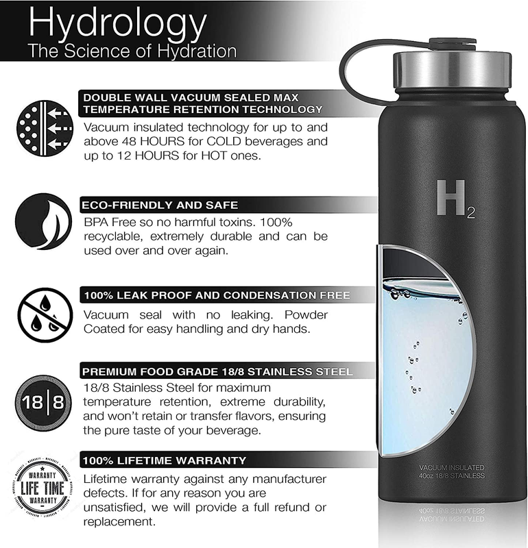 Growler Water Bottle with Handle Lid | Double Wall Vacuum Insulated One Gallon G