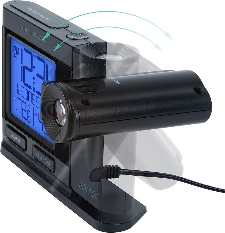Atomic Projection Alarm Clock INT Black Alarm with Wireless Temperature Sensor