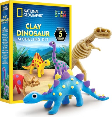 NATIONAL GEOGRAPHIC Clay Dinosaur Arts & Crafts Kit - Multi-Color 