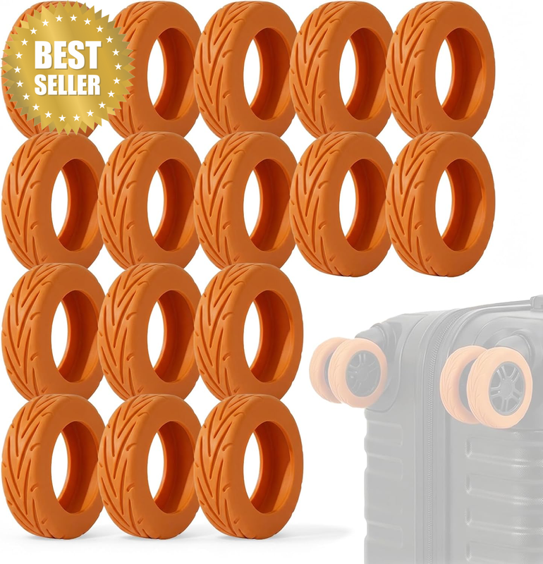 Suitcase Wheel Protectors 16 Pack - Premium Silicone Luggage Wheel Covers, Durab