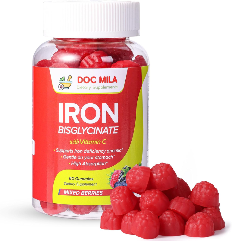 Iron Supplement for Kids and Adults - Iron Bisglycinate Gummies 25Mg with Lipos