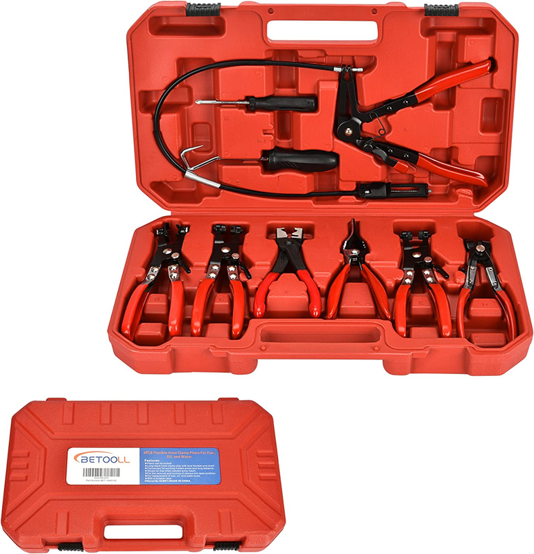9Pcs Wire Long Reach Hose Clamp Pliers Set Fuel Oil Water Hose Auto Tools