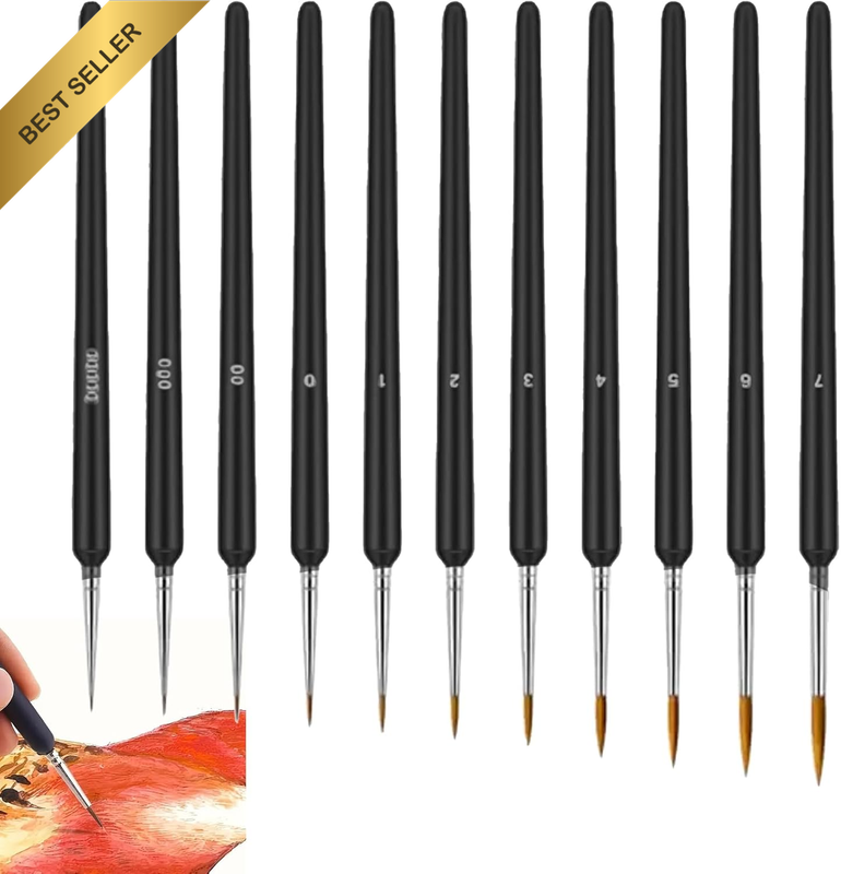 11 Pcs Fine Paint Brushes, Artist Painting Brushes, Assorted Sizes Versatile Min