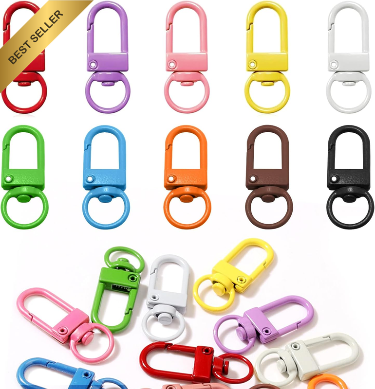 Colorful Lobster Claw Clasps Keychain 30Pcs Metal Swivel Lanyards Trigger