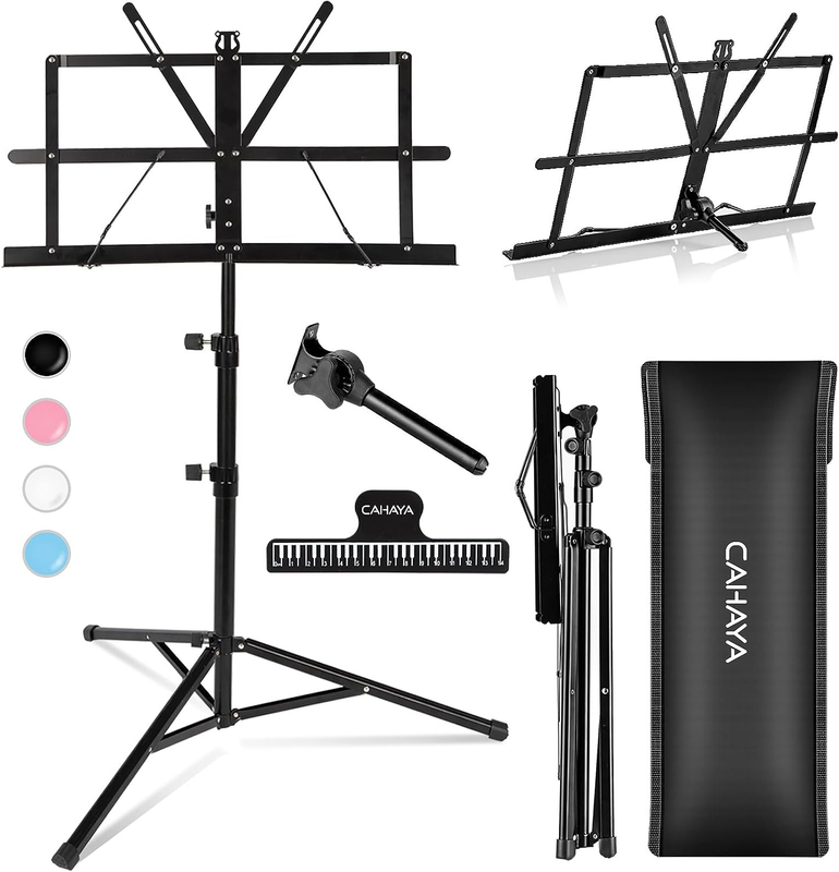 2 in 1 Sheet Music Stand Folding & Tabletop Music Stand Portable with Carrying B