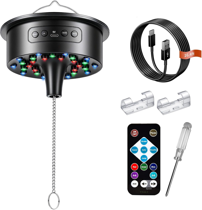 Disco Ball Motor with Remote &Disco Lights-30 Bright RGB Leds, 0-15RPM Adjustabl