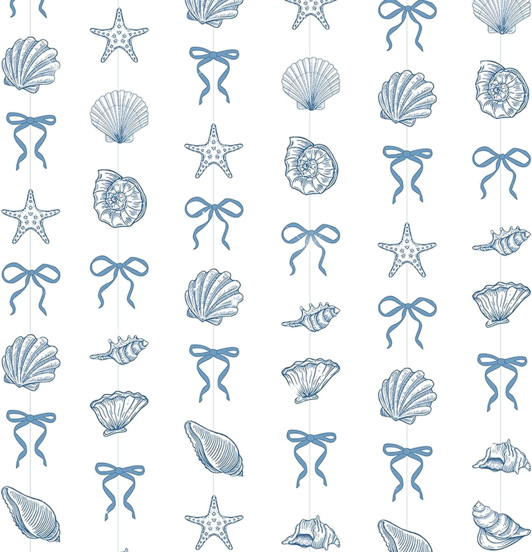 Bows Seashells Banner Coastal Beach Starfish Bachelorette Decorations Seashells