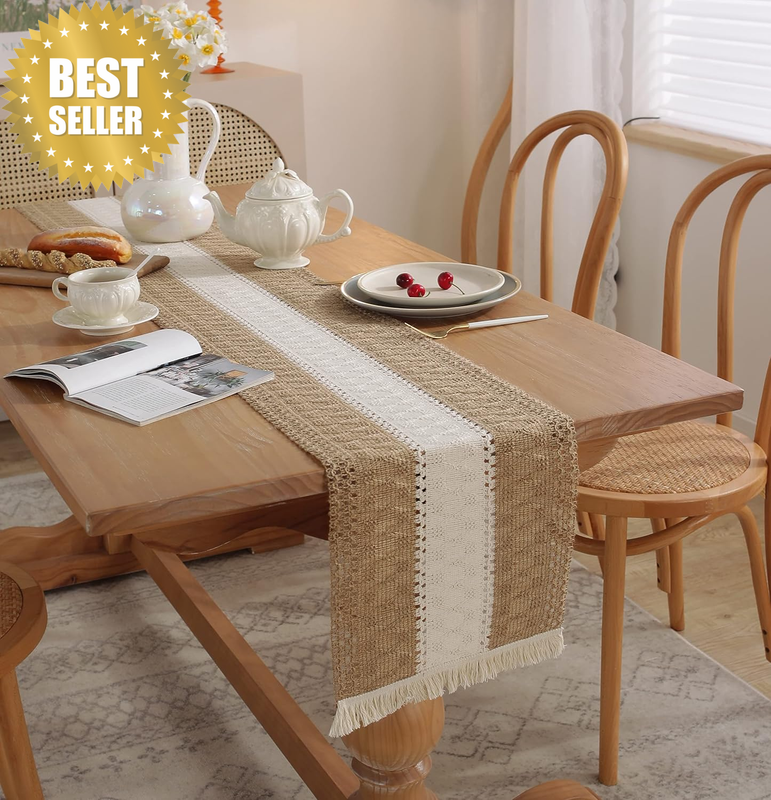 Macrame Table Runners Farmhouse Style Lace Boho Table Runner and Rustic Nature B