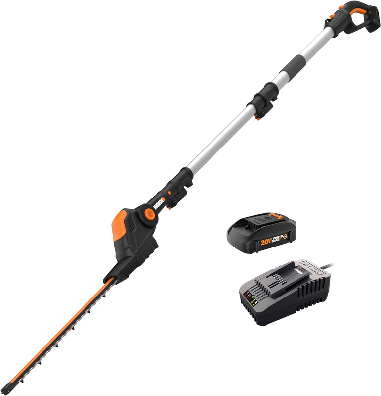 WG252 20 V 20" Cordless Hedge Trimmer, Reach up to 12 Inch, Extended Pole, 180&deg;