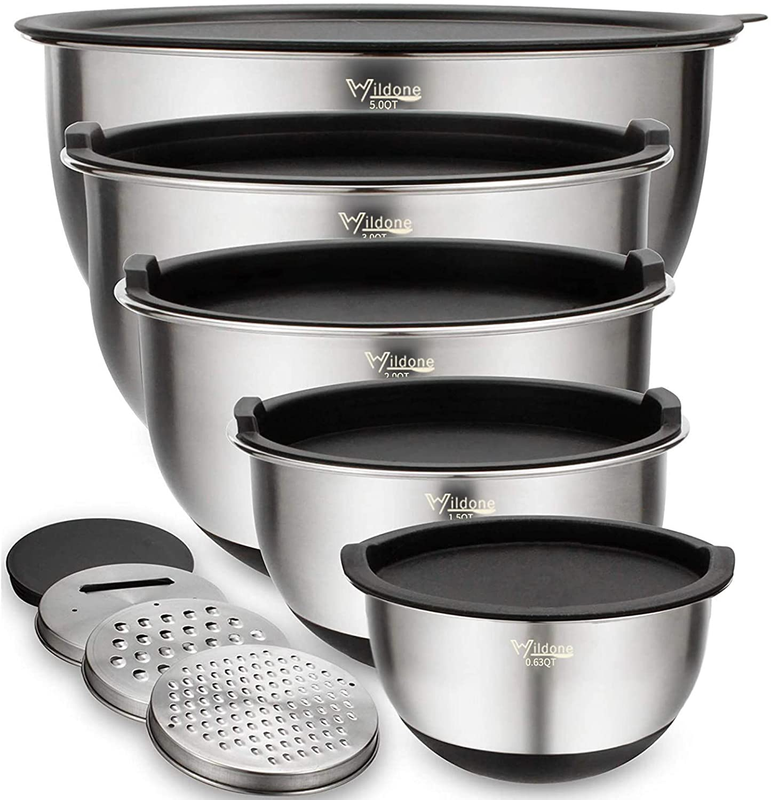 Mixing Bowls with Airtight Lids Set, 5PCS Stainless Steel Nesting Bowls for Kitc