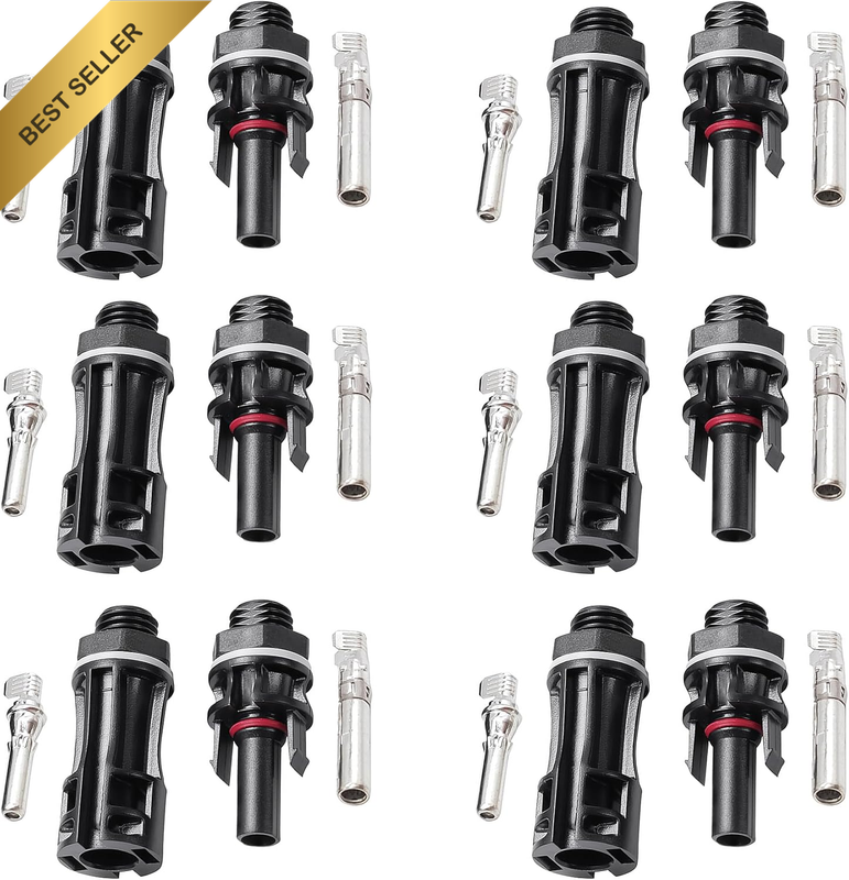 12Pack Solar Connectors Solar Panel Cable Connectors 6 Pairs Male/Female(10Awg)