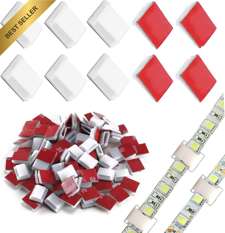Strip Light Mounting Bracket Clips - 100 Pieces Self-Adhesive LED Strips Holder