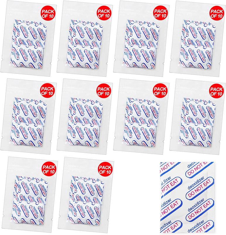 100 Packs 100CC Oxygen Absorbers (10 Packs of 10), Food Grad