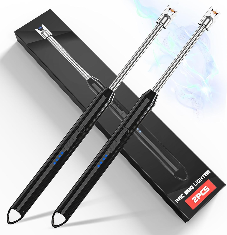 2pcs Rechargeable USB  Electric Long Lighter Windproof Arc Lighter for Candle