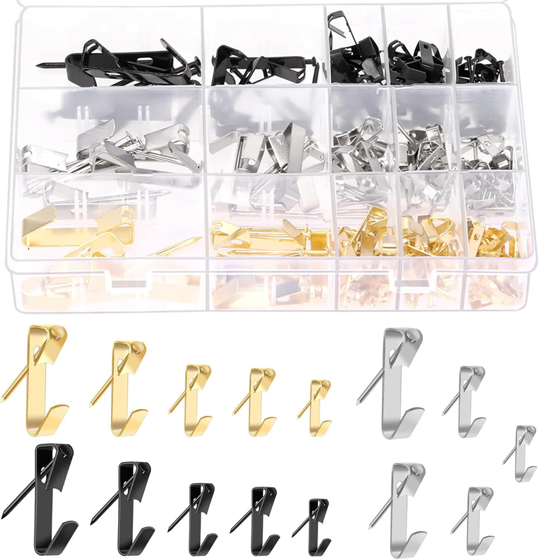 120Pcs 5 Sizes 10Lb/20Lb/30Lb/50Lb/100Lb Picture Hangers with Nails Assortment K
