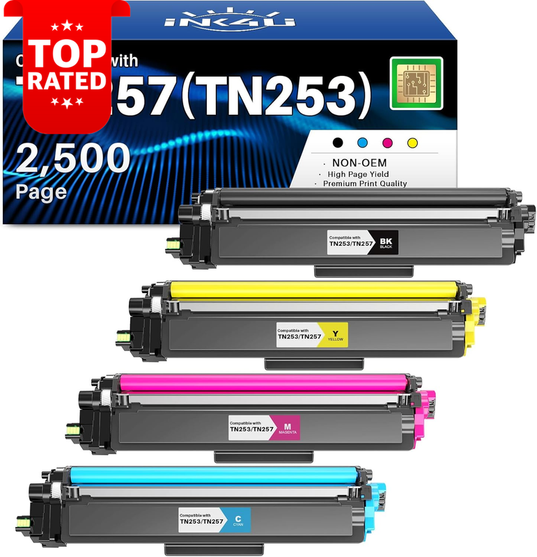 Compatible Brother TN253 TN257 Toner Cartridges 4 Pack DCP MFC HLL Models