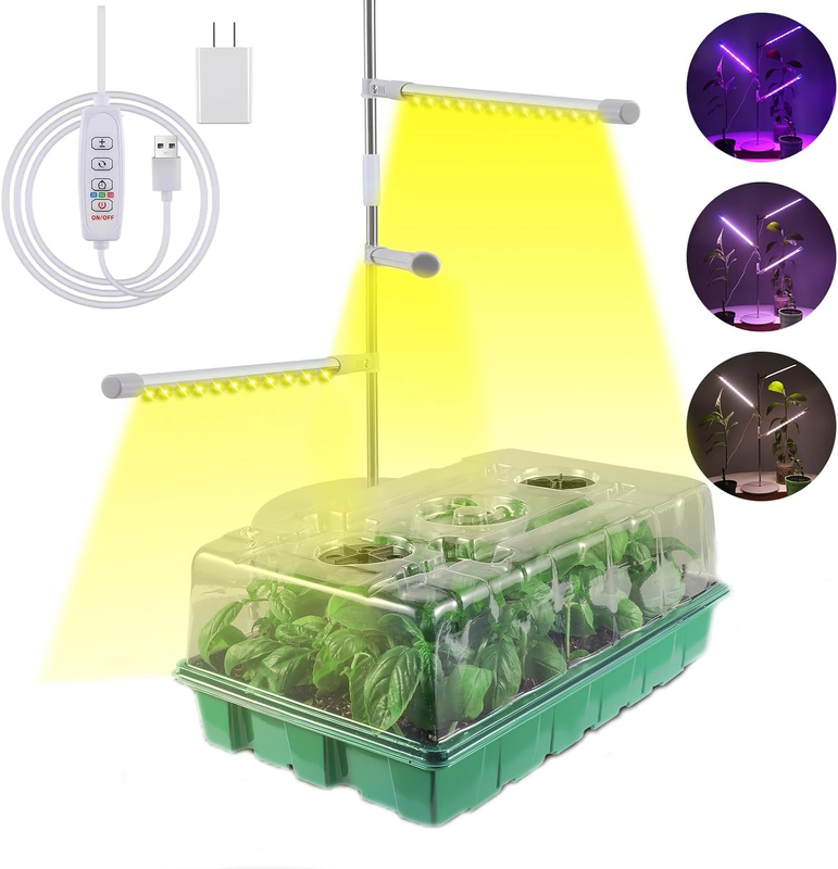 Seed Starter Tray with Grow Lights, 40 Cells Seed Starter Kit, 360°Full Spectrum