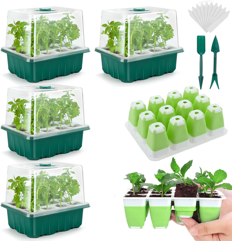 Seed Starter Tray, 48 Cells Indoor Seed Starter Kit, Flexible ...
