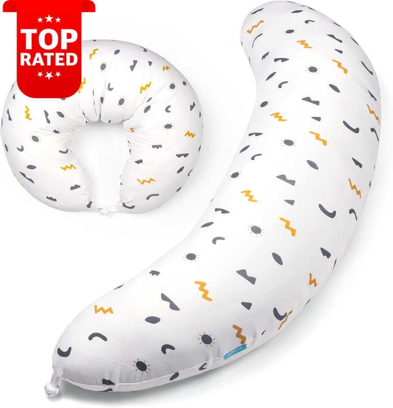 C Shaped Pregnancy Pillow for Side Sleepers Belly Hip Leg Support Jersey Cotton