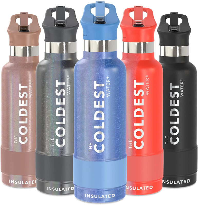 Coldest Water Bottle with Standard Mouth Straw Lid Metal Thermos Vacuum Insulate