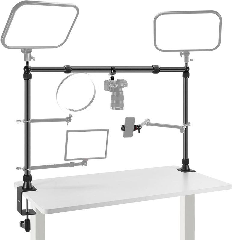 Overhead Camera Mount Rig with Dual Ballhead Super Clamp/Phone Holder/C Clamp fo