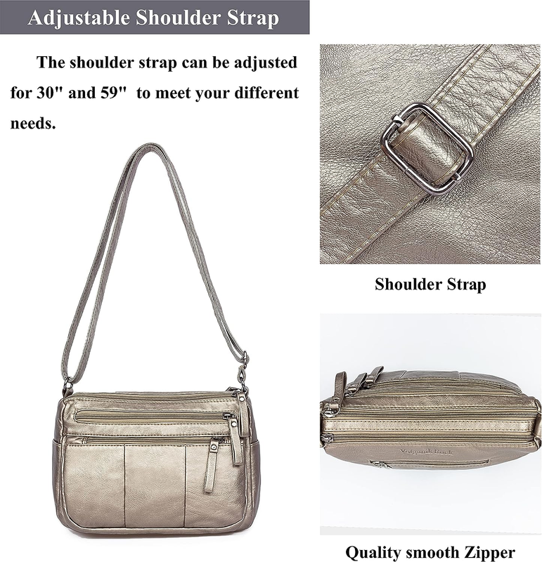 Women Crossbody Bag Pocketbooks Soft PU Leather Purses and Handbags Multi Pocket