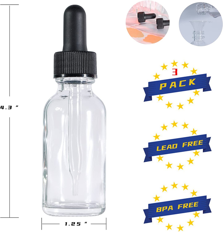 Tincture Bottles With Dropper Clear Glass Boston