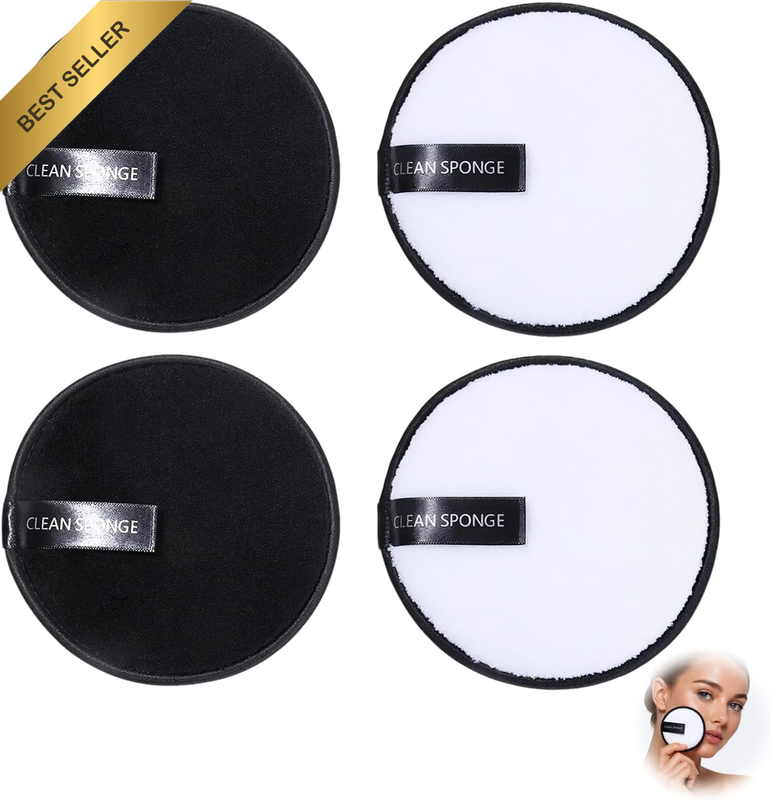 4 Pcs Reusable Makeup Remover Pads, Washable Makeup Remover Cloths, Eco-Friendly