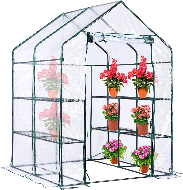 Greenhouse Replacement Cover With Roll Up Zipper Door For Outdoor Plant NEW