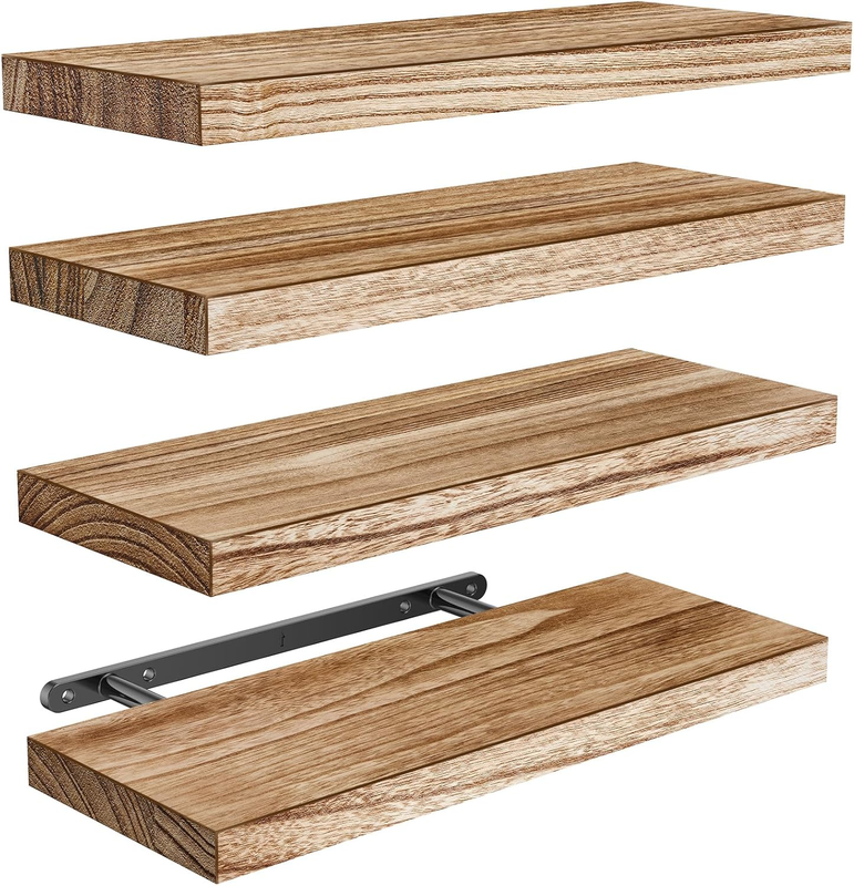 Floating Shelves, Paulownia Wood Wall Shelves for Bathroom/Living Room/Bedroom/K