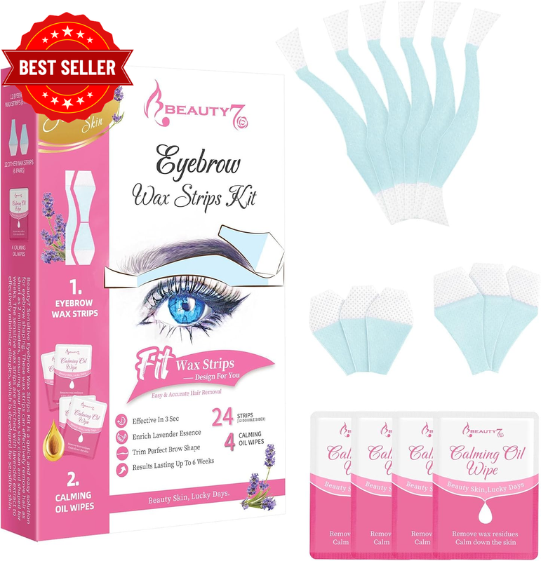 Eyebrow Wax Strips Sensitive Hair Removal for Women, Eyebrow Shaper Pre-Cut, 24P