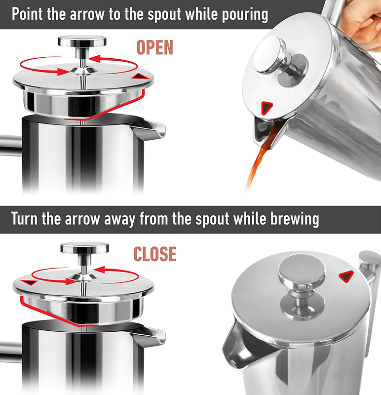 Mueller French Press Double Insulated 310 Stainless Steel Coffee Maker 4 Level F