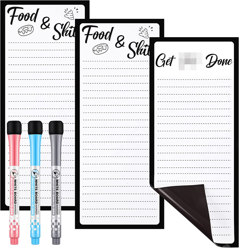 3 Pieces Magnetic Dry Erase Whiteboard Sheet Fridge Funny Dry Erase Menu Board