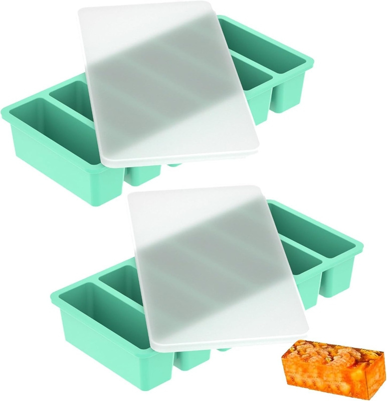 1/2 Cup Silicone Freezer Molds with Lid, Soup Container Style Ice Cube Trays for