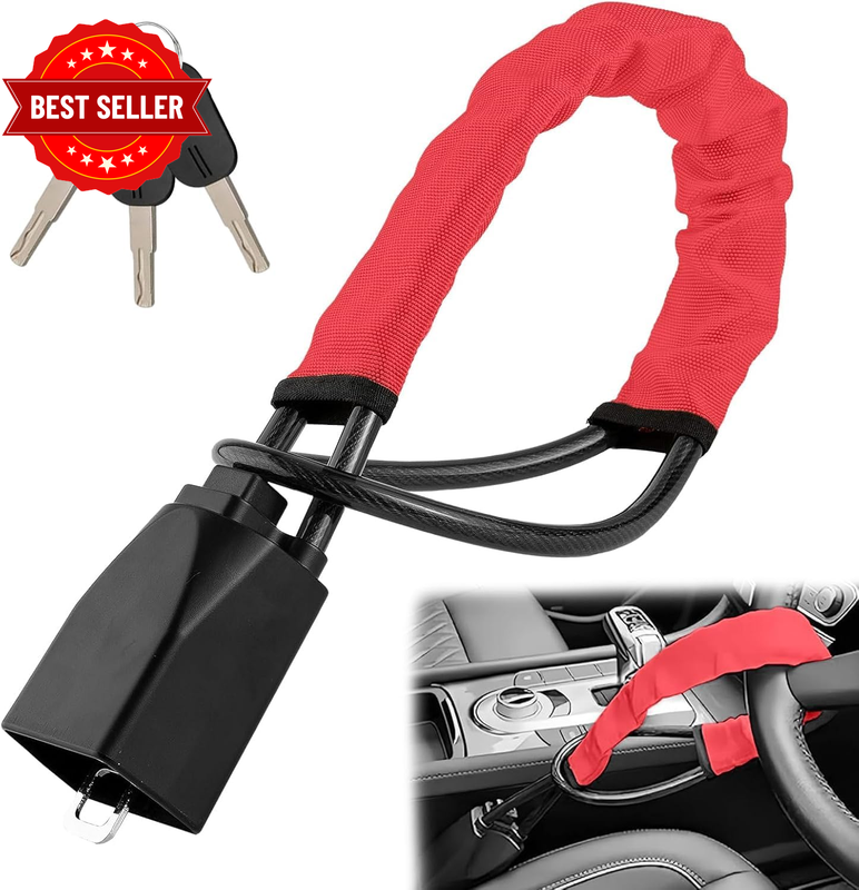Car Steering Wheel Lock, Seat Belt Lock, Anti-Theft Device, Max 46Cm Length, Sma