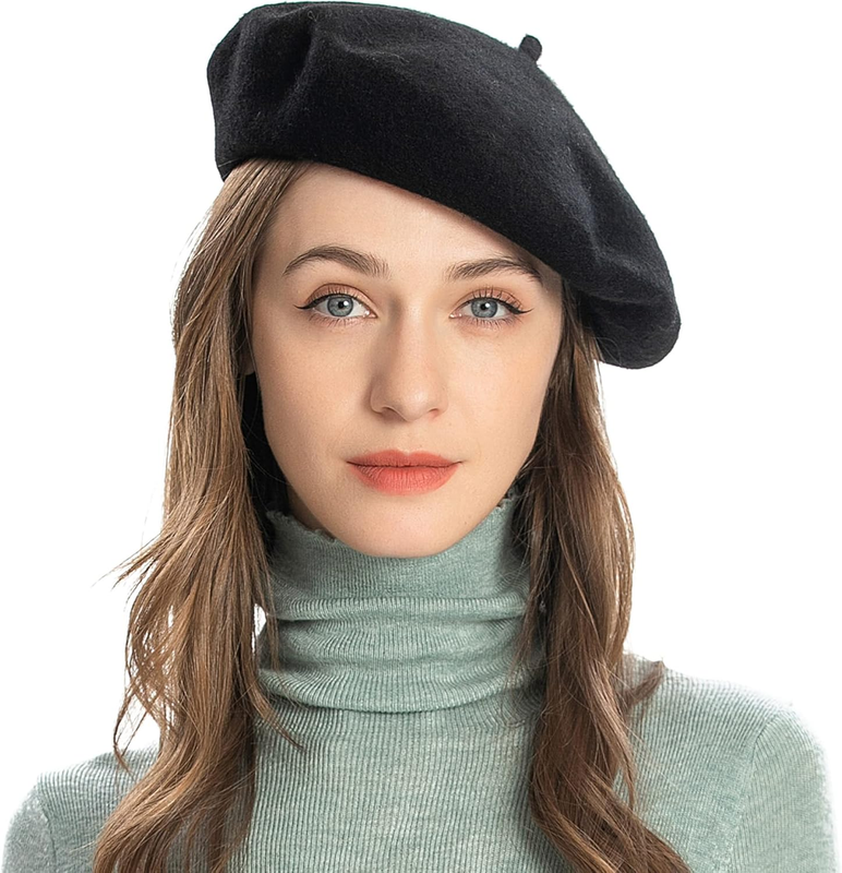 Boina francesa Boina de lana clásica Color sólido Boina para mujer Sombrero