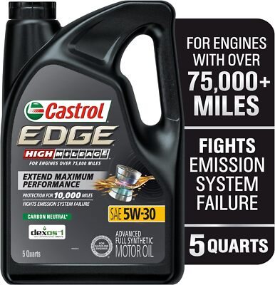  03128C Edge High Mileage 5W-30 Advanced Full Synthetic Motor Oil, 5 Quar