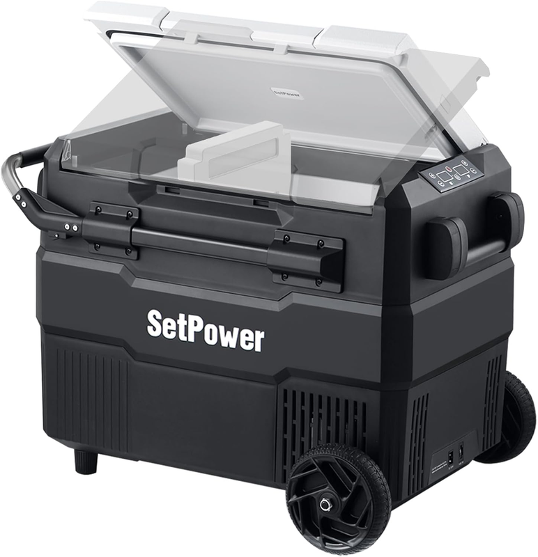 With Freezer On Wheels, 60qt/56l Adjustable Dual Zone