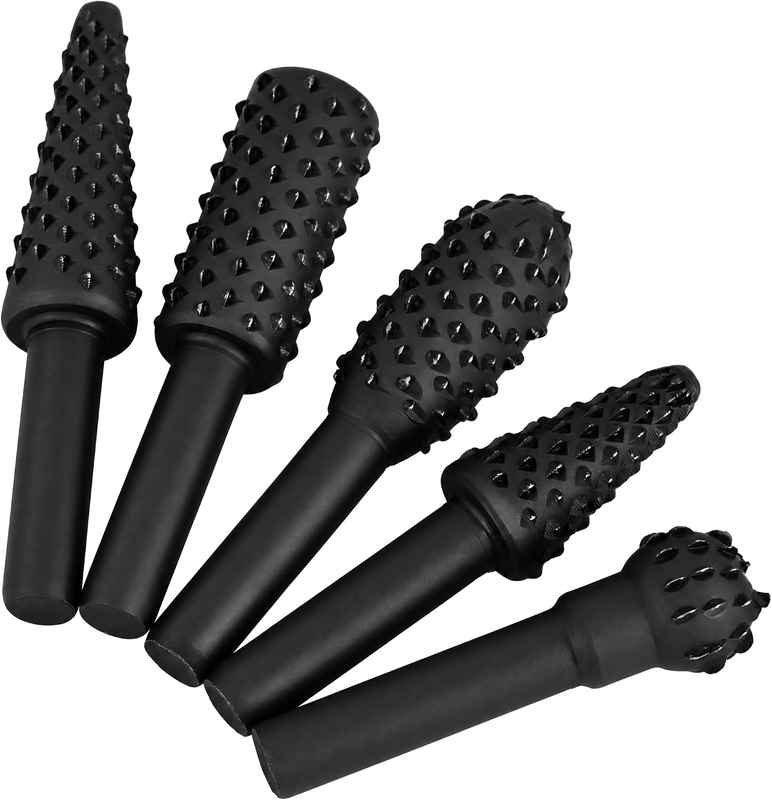 Carbon Steel Burr Set, 6Mm Shank 5-Piece, Single Cut Wood Carving Bits
