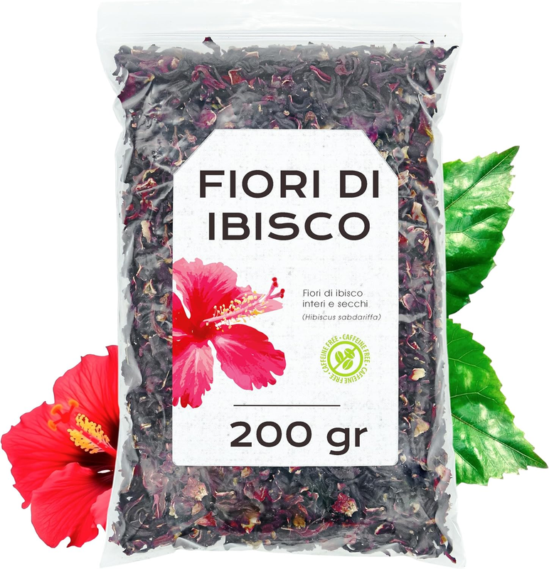 Fiori Di Ibisco 200G - Ibisco Essiccati per Tisana - Flor De Jamaica