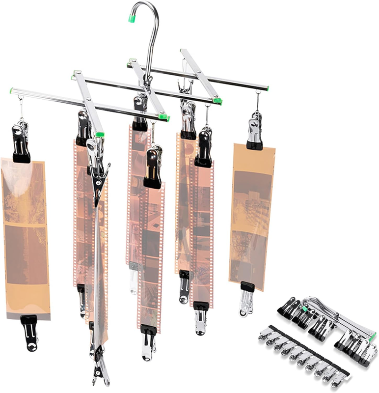 Darkroom 35mm 120 Film Drying Hanging Rack with 10 Clips, Foldable Hanger Windpr