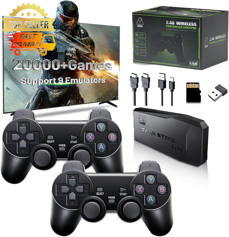 M8 Wireless Retro Game Console, 20,000+ Games, 64GB, Plug & Play, Dual Controlle