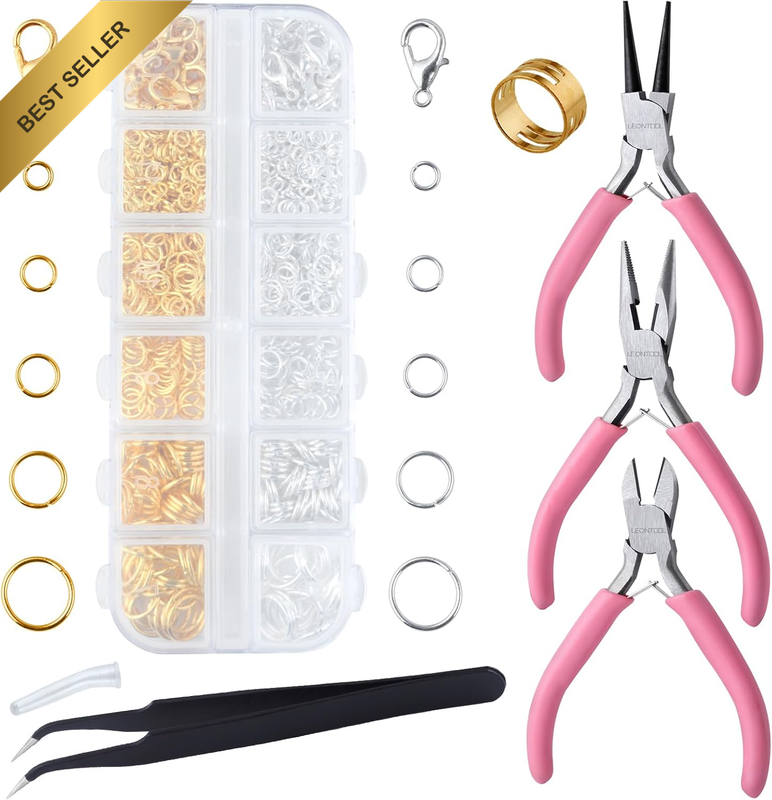 930 Pcs Jump Rings Lobster Clasps with Jewelry Pliers for Jewelry Making and Rep