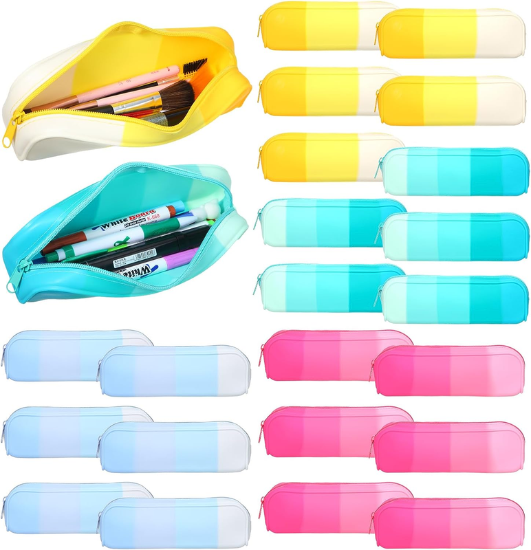 24 Pcs Pencil Case Silicone Pencil Pouch Small Pen Bag Makeup Bag Organizer Stor