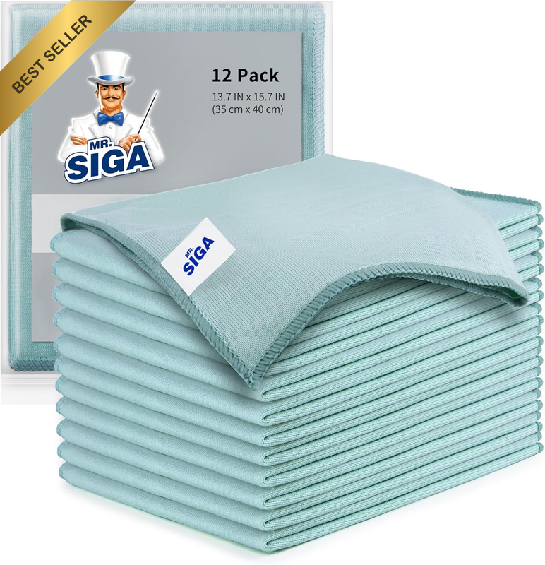 Ultra Fine Microfibre Cloths for Glass, Pack of 12 | 35 X 40Cm, 13.7