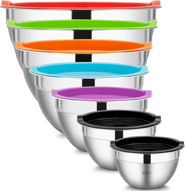 7 Piece Mixing Bowls with Lids for Kitchen, Stainless Steel Mixing Bowls Set Ide